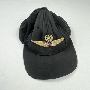 Delta Airlines Pilot Wings Snapback Hat Black Embroidered Retro Vintage Cap OS